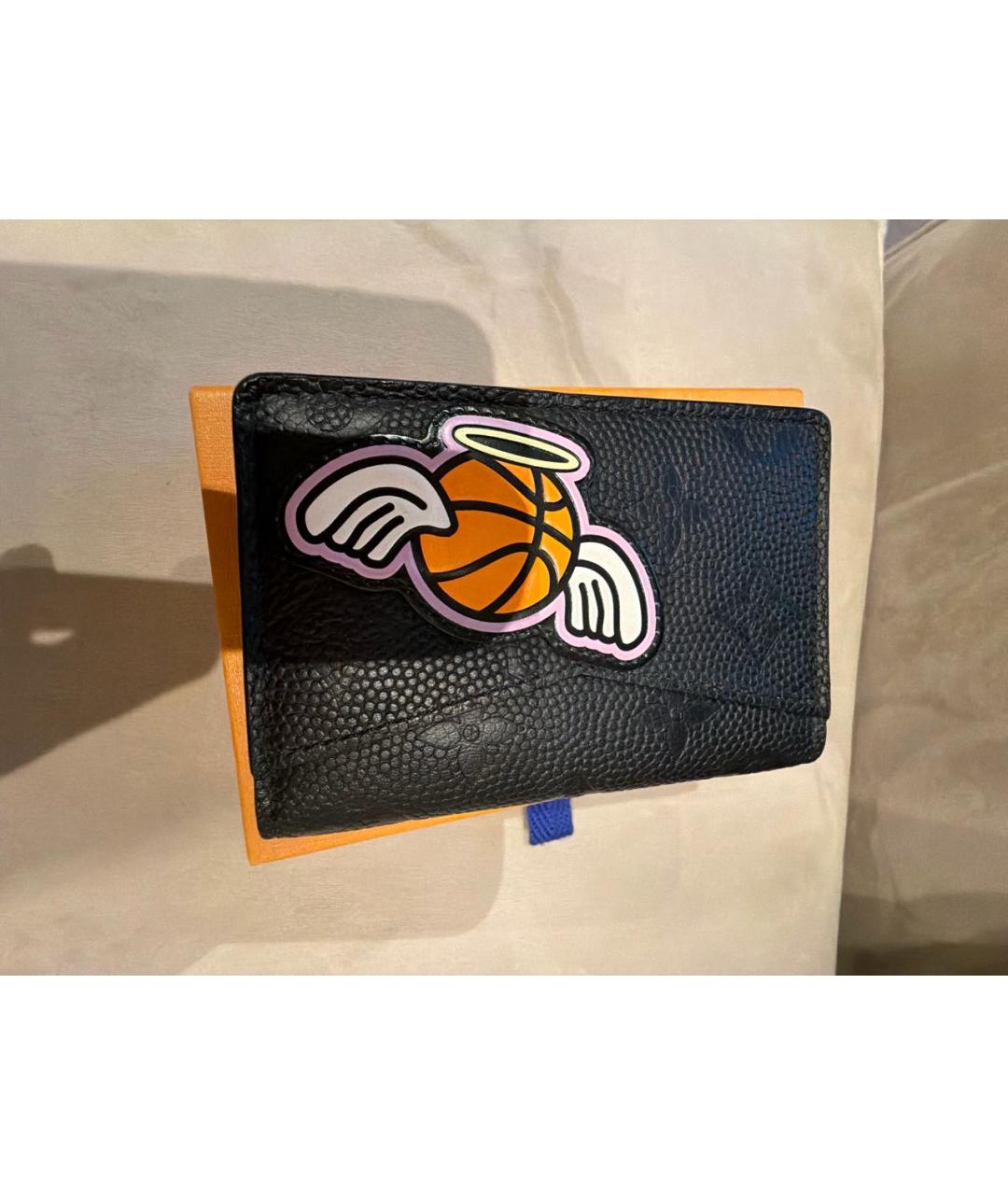 LOUIS VUITTON Черный кожаный кардхолдер, фото 2