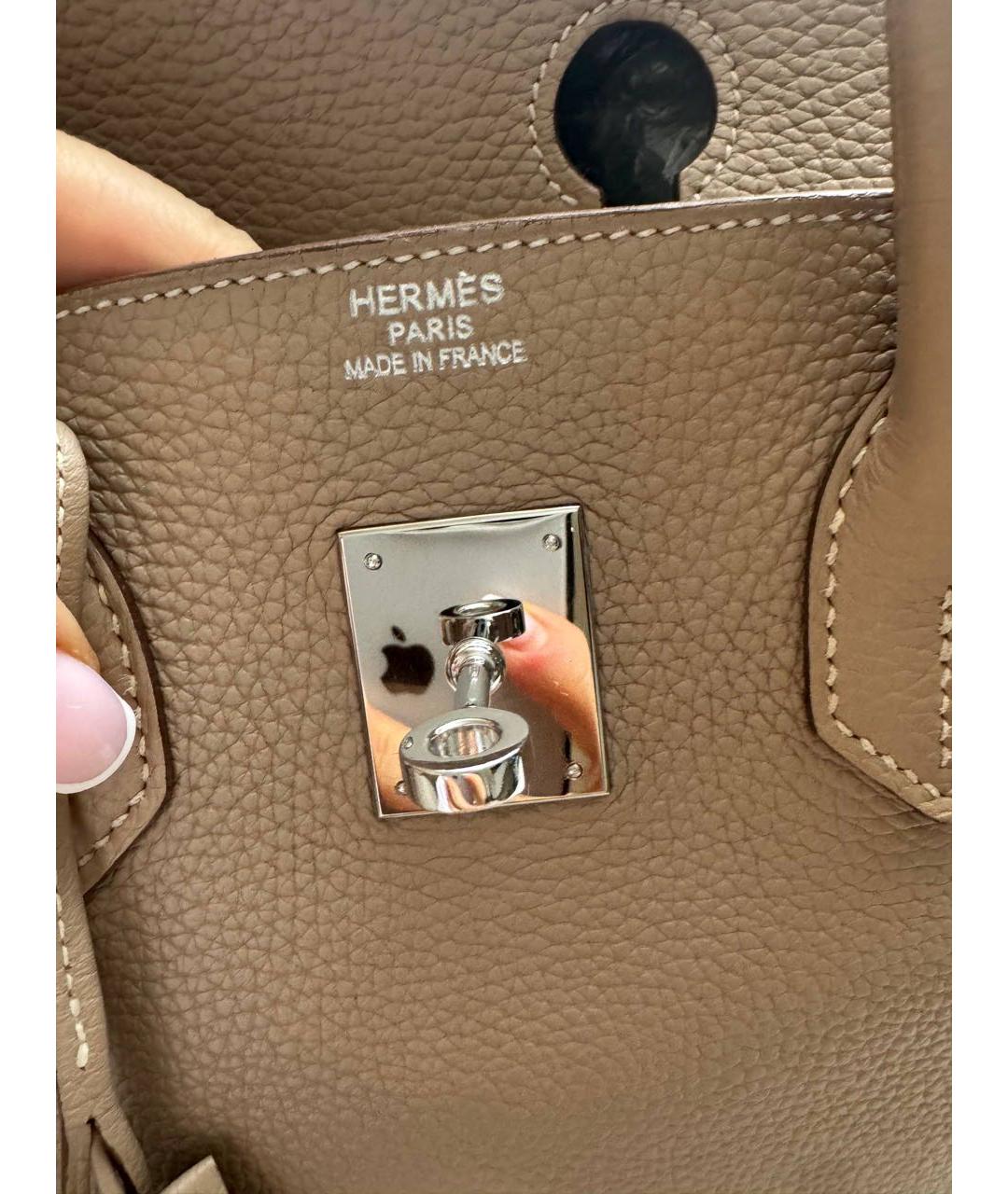 HERMES Бежевая кожаная сумка с короткими ручками, фото 2