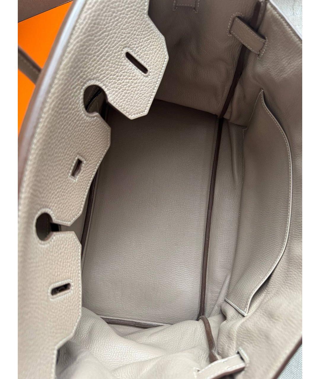 HERMES Бежевая кожаная сумка с короткими ручками, фото 6