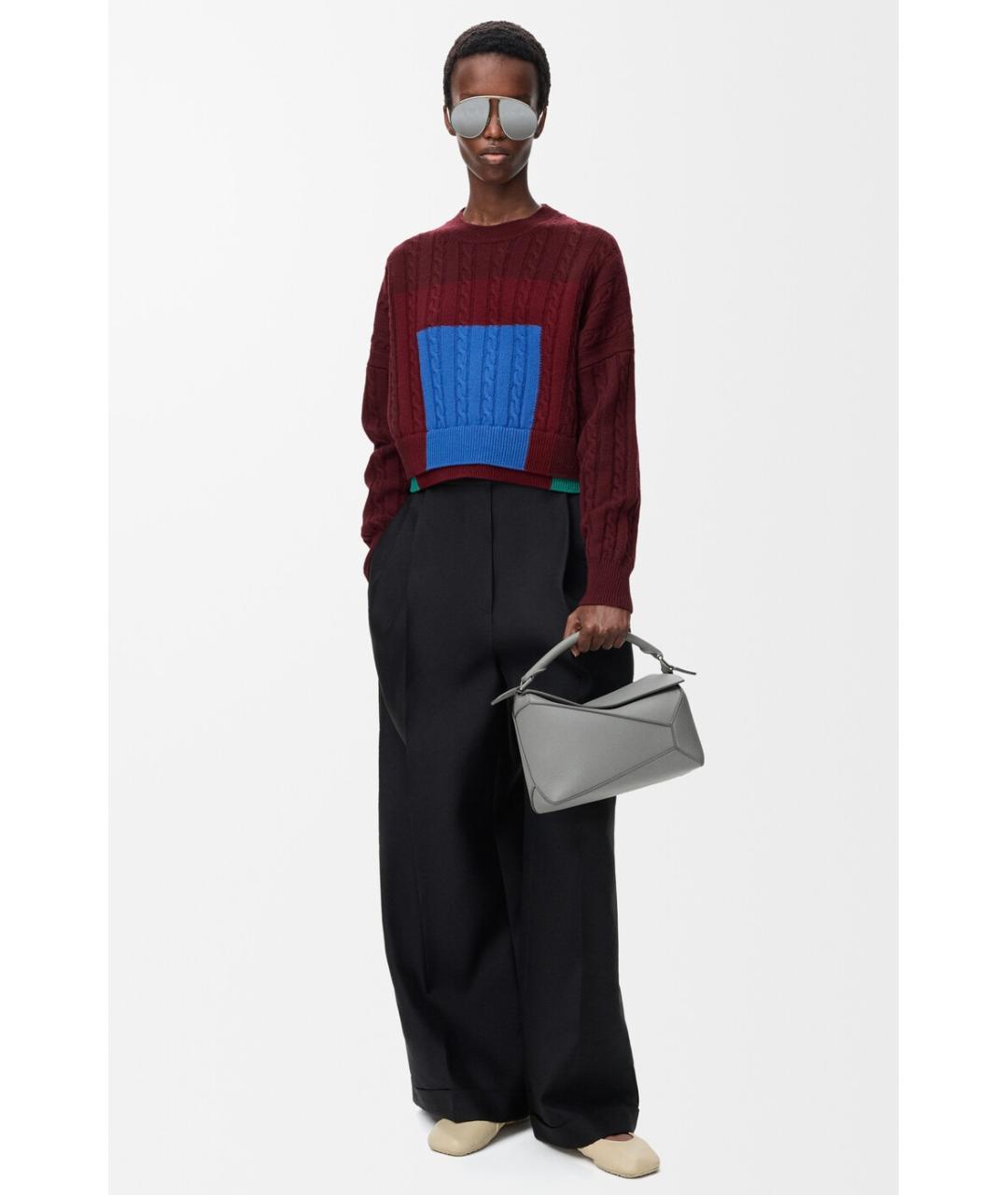 LOEWE Бордовый шерстяной джемпер / свитер, фото 4