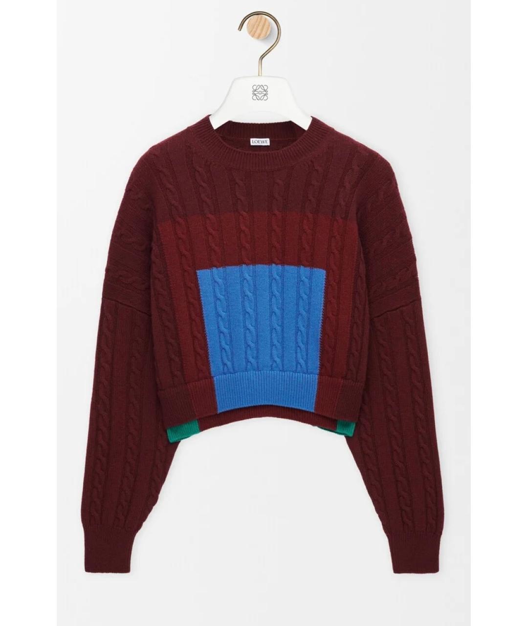 LOEWE Бордовый шерстяной джемпер / свитер, фото 9