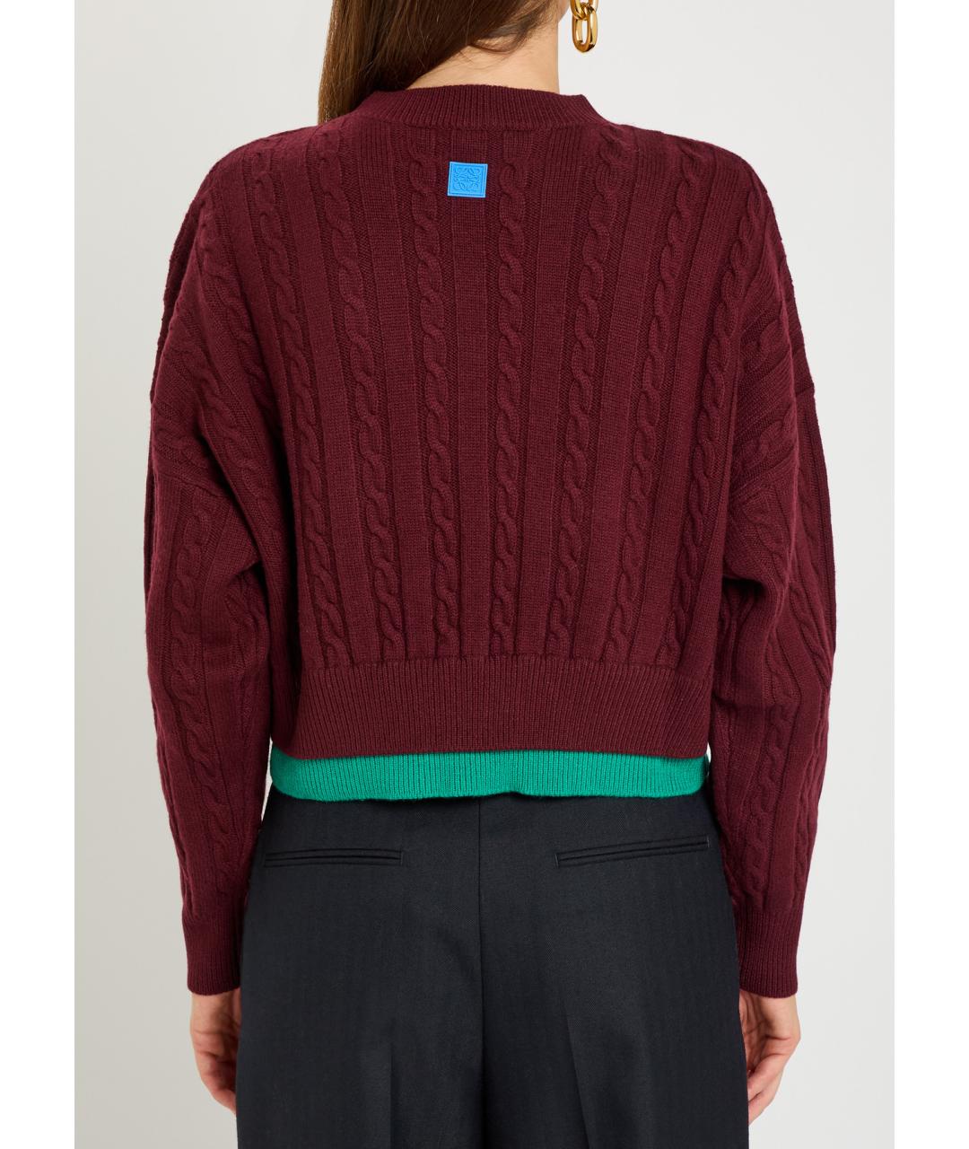 LOEWE Бордовый шерстяной джемпер / свитер, фото 7