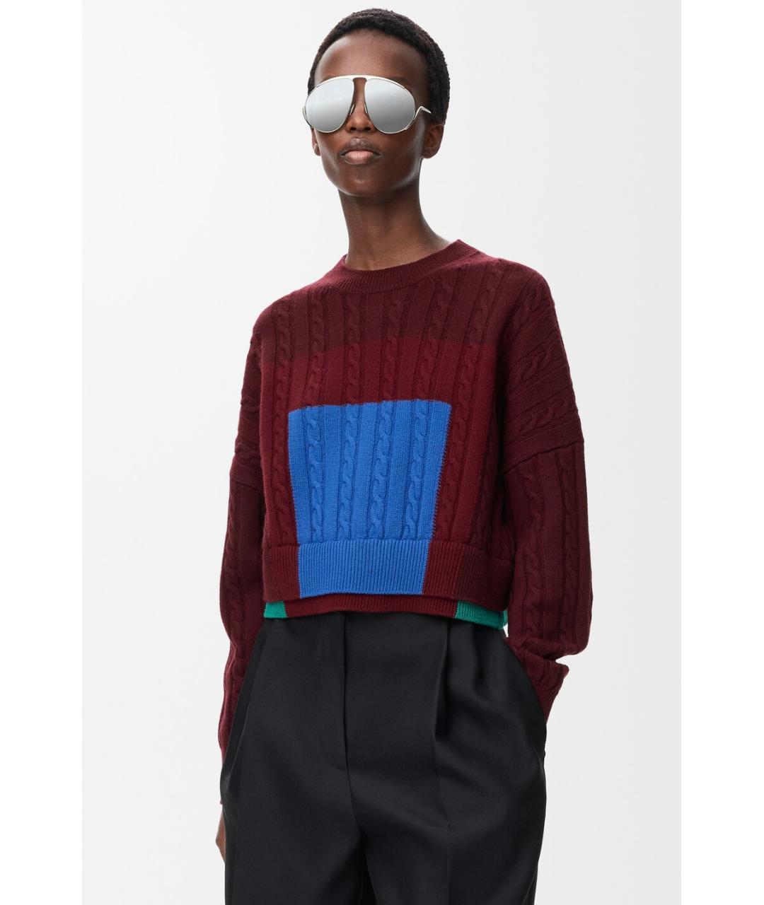 LOEWE Бордовый шерстяной джемпер / свитер, фото 2