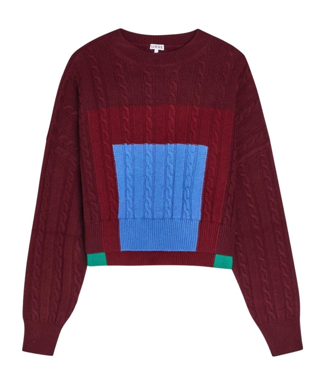 LOEWE Бордовый шерстяной джемпер / свитер, фото 1