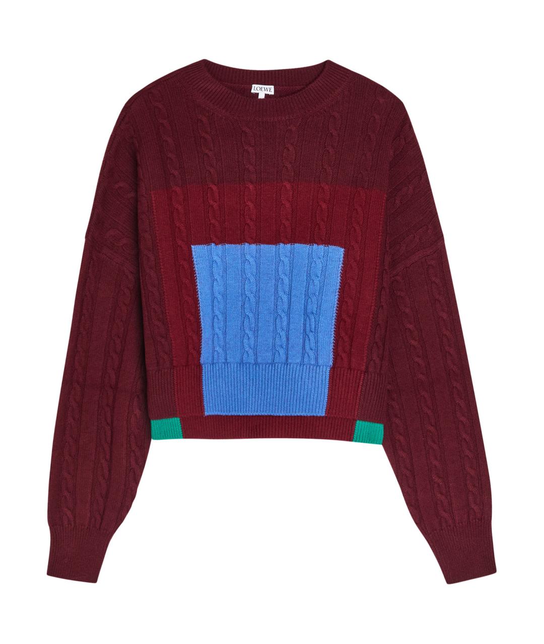 LOEWE Бордовый шерстяной джемпер / свитер, фото 10