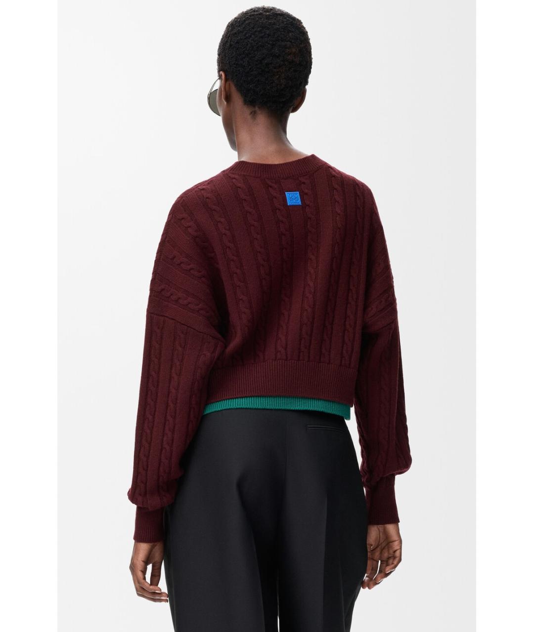 LOEWE Бордовый шерстяной джемпер / свитер, фото 3