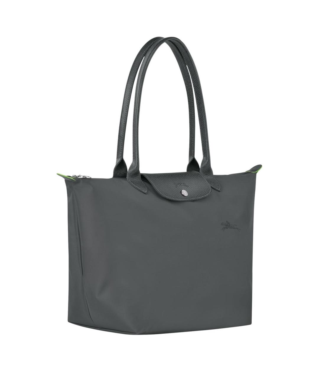 LONGCHAMP Серая кожаная сумка с короткими ручками, фото 2