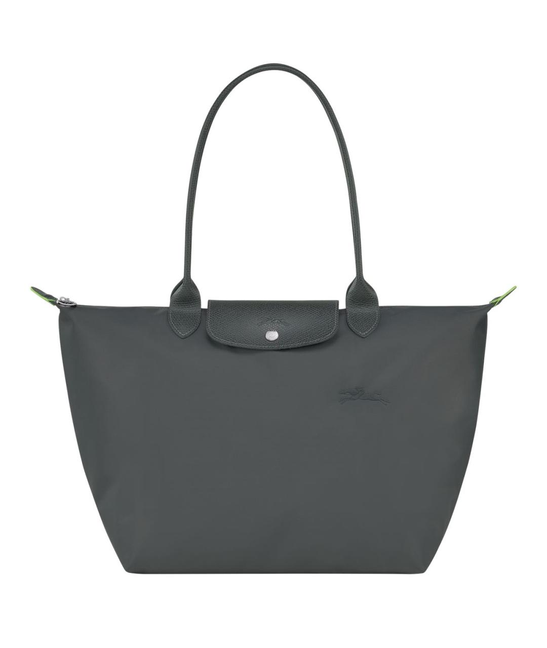 LONGCHAMP Серая кожаная сумка с короткими ручками, фото 7