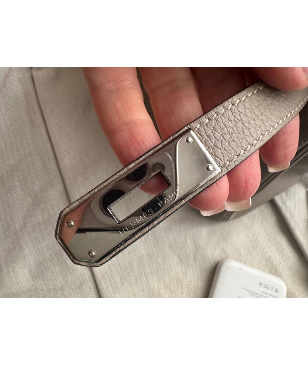 HERMES Бежевая кожаная сумка с короткими ручками, фото 7