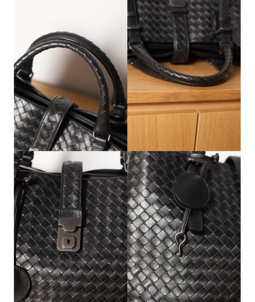 BOTTEGA VENETA Черная кожаная сумка с короткими ручками, фото 6