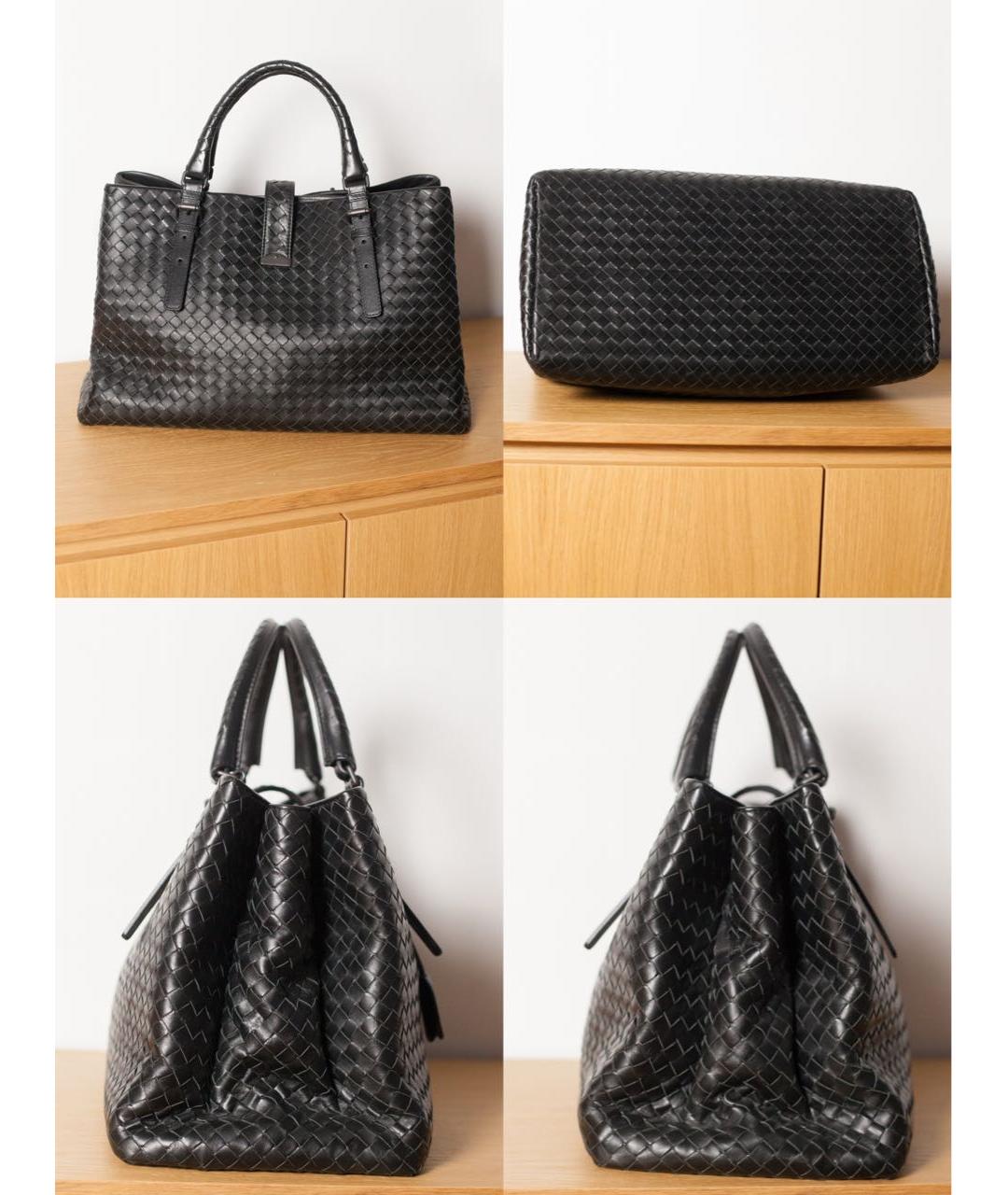 BOTTEGA VENETA Черная кожаная сумка с короткими ручками, фото 5