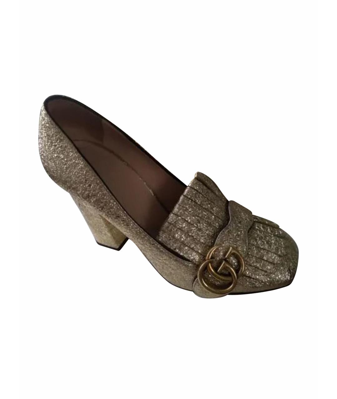 GUCCI Золотые кожаные туфли, фото 1