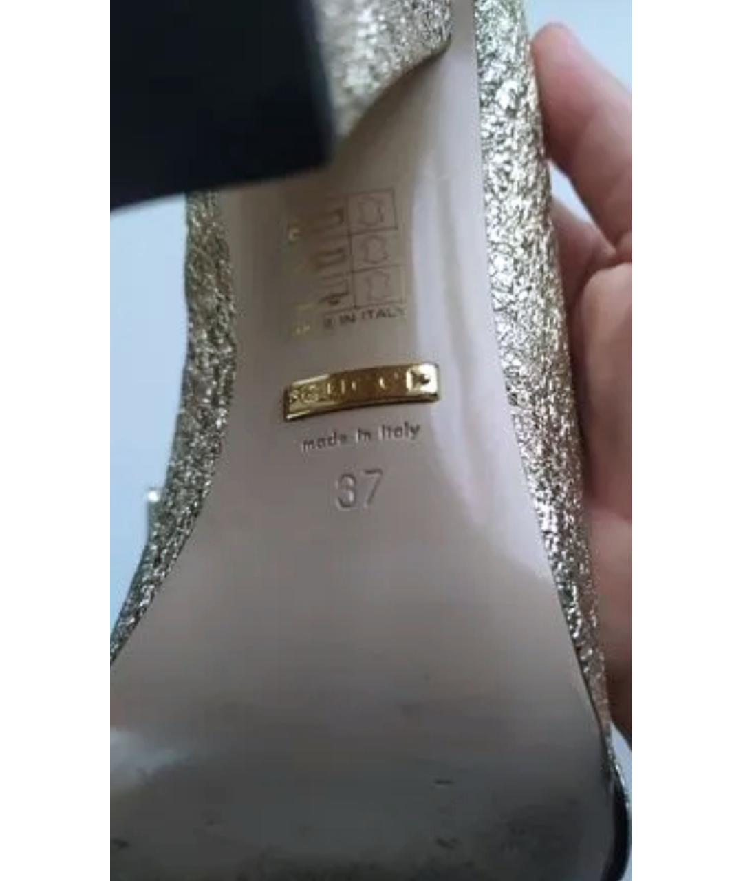 GUCCI Золотые кожаные туфли, фото 3