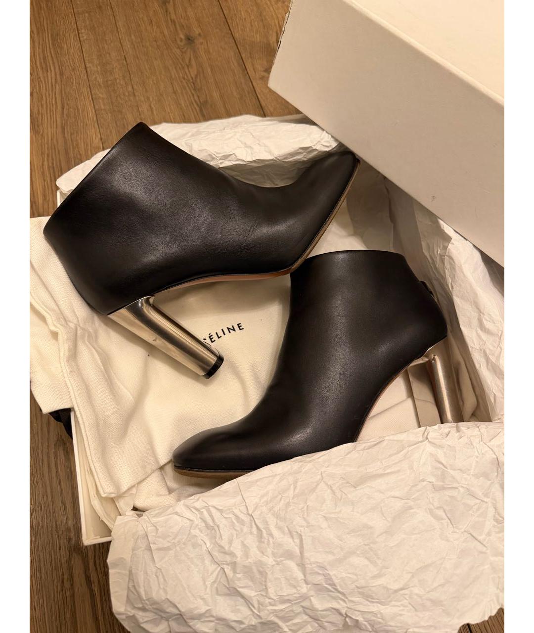 CELINE Черные кожаные ботильоны, фото 2