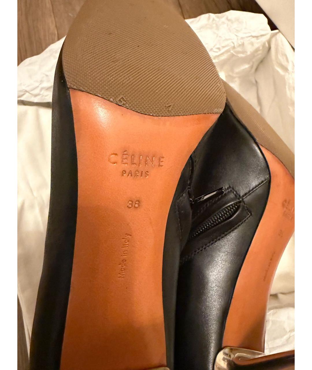 CELINE Черные кожаные ботильоны, фото 5