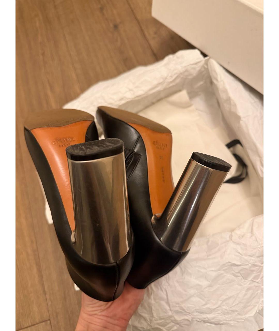 CELINE Черные кожаные ботильоны, фото 4