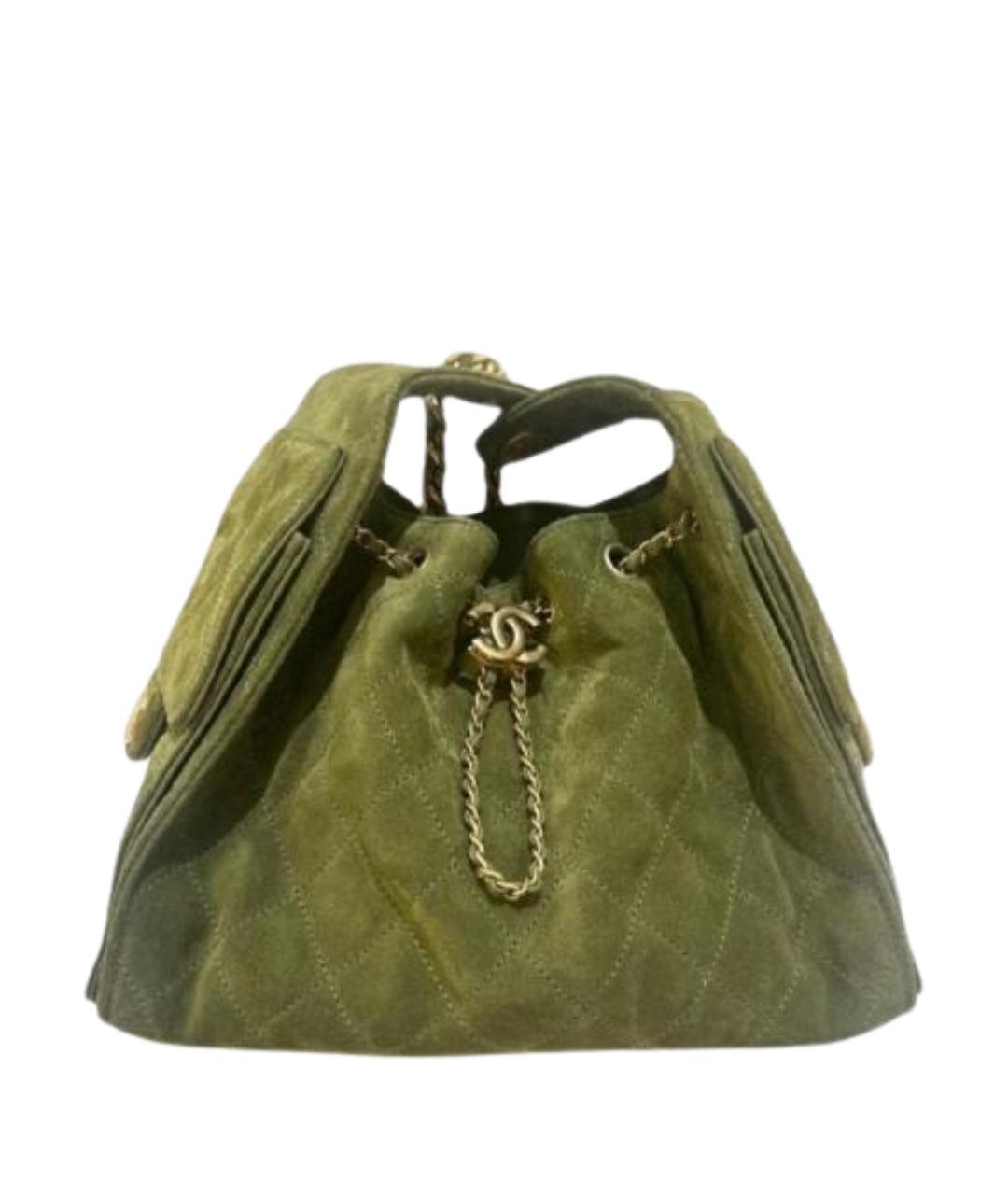 CHANEL Зеленая замшевая сумка с короткими ручками, фото 1