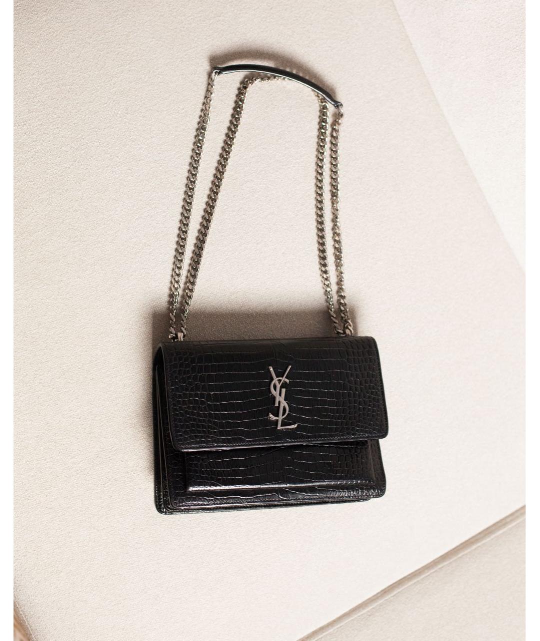 SAINT LAURENT Черная кожаная сумка через плечо, фото 5