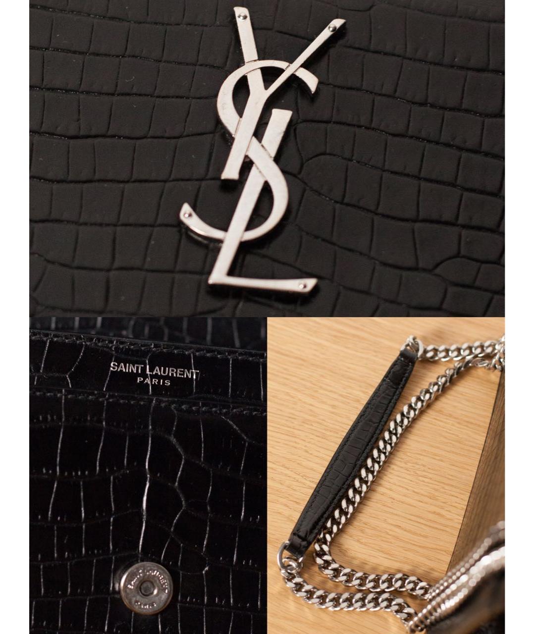 SAINT LAURENT Черная кожаная сумка через плечо, фото 7