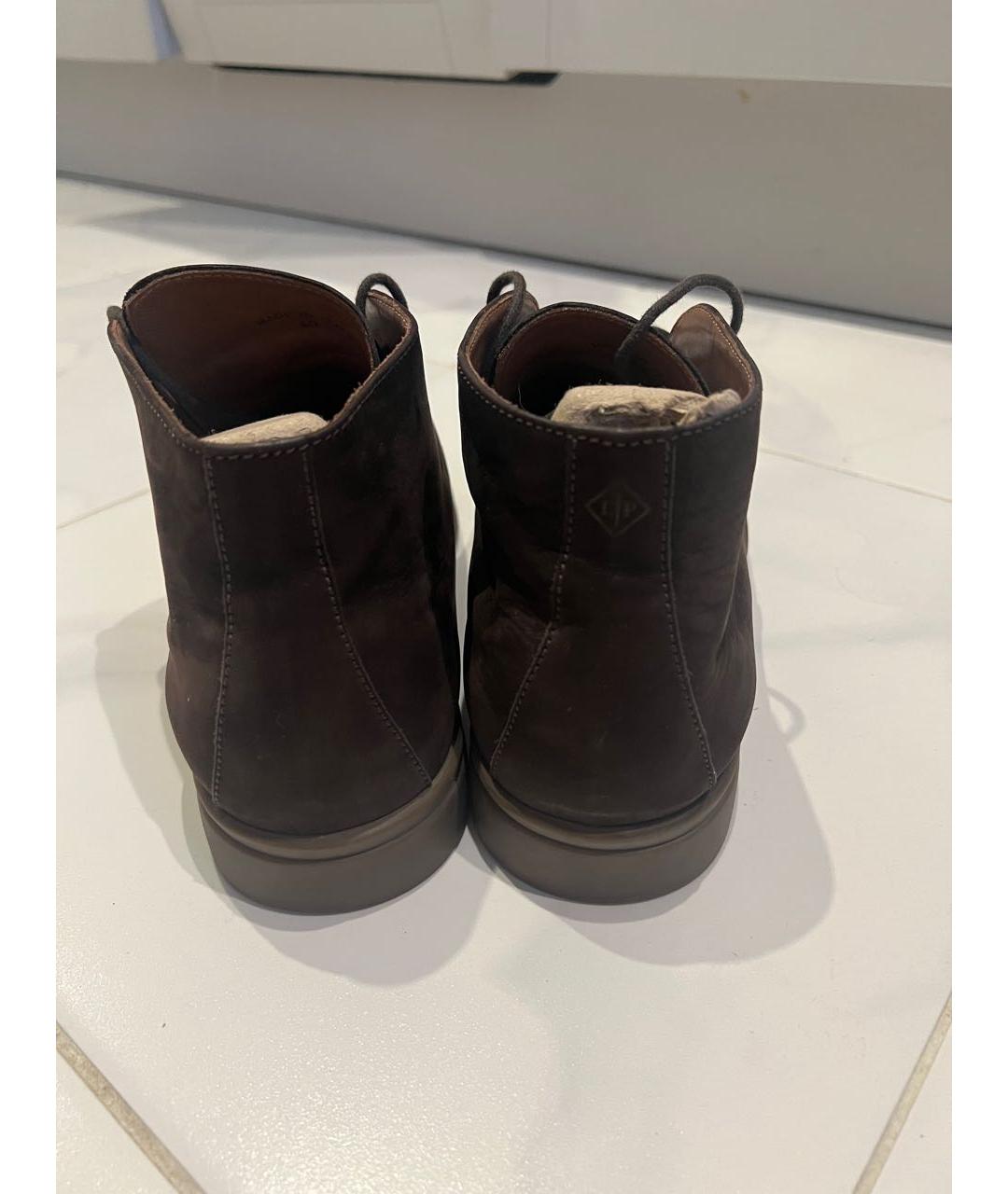 LORO PIANA Коричневые замшевые высокие ботинки, фото 4