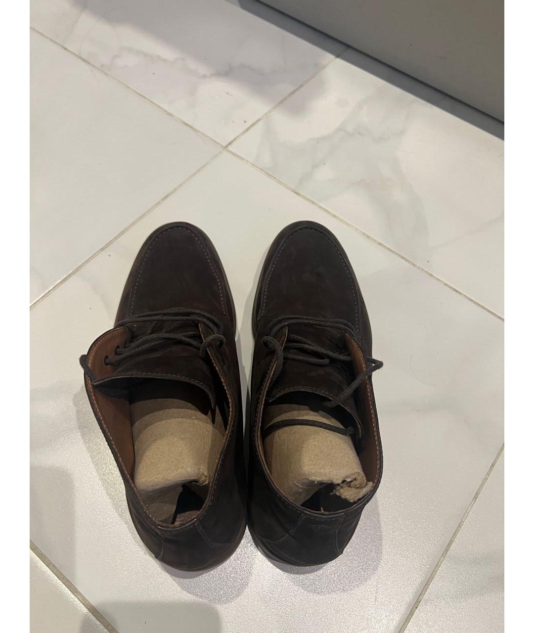 LORO PIANA Коричневые замшевые высокие ботинки, фото 3