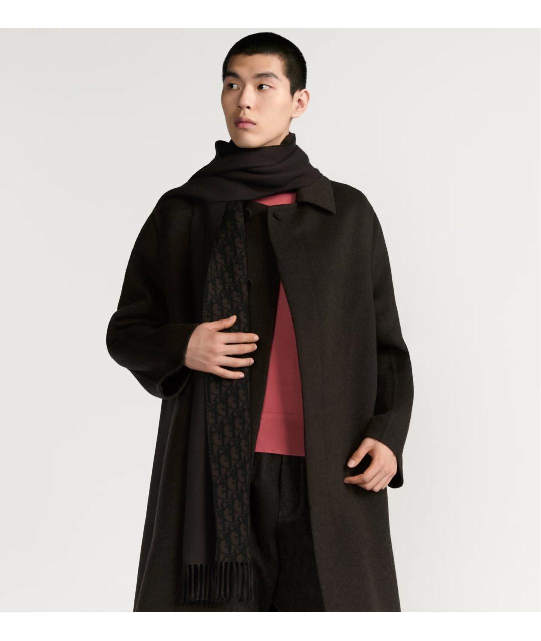 CHRISTIAN DIOR Коричневый шерстяной шарф, фото 3
