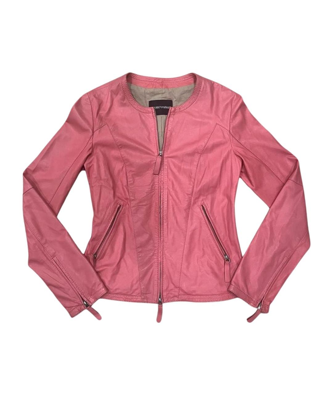 EMPORIO ARMANI Коралловая кожаная куртка, фото 1