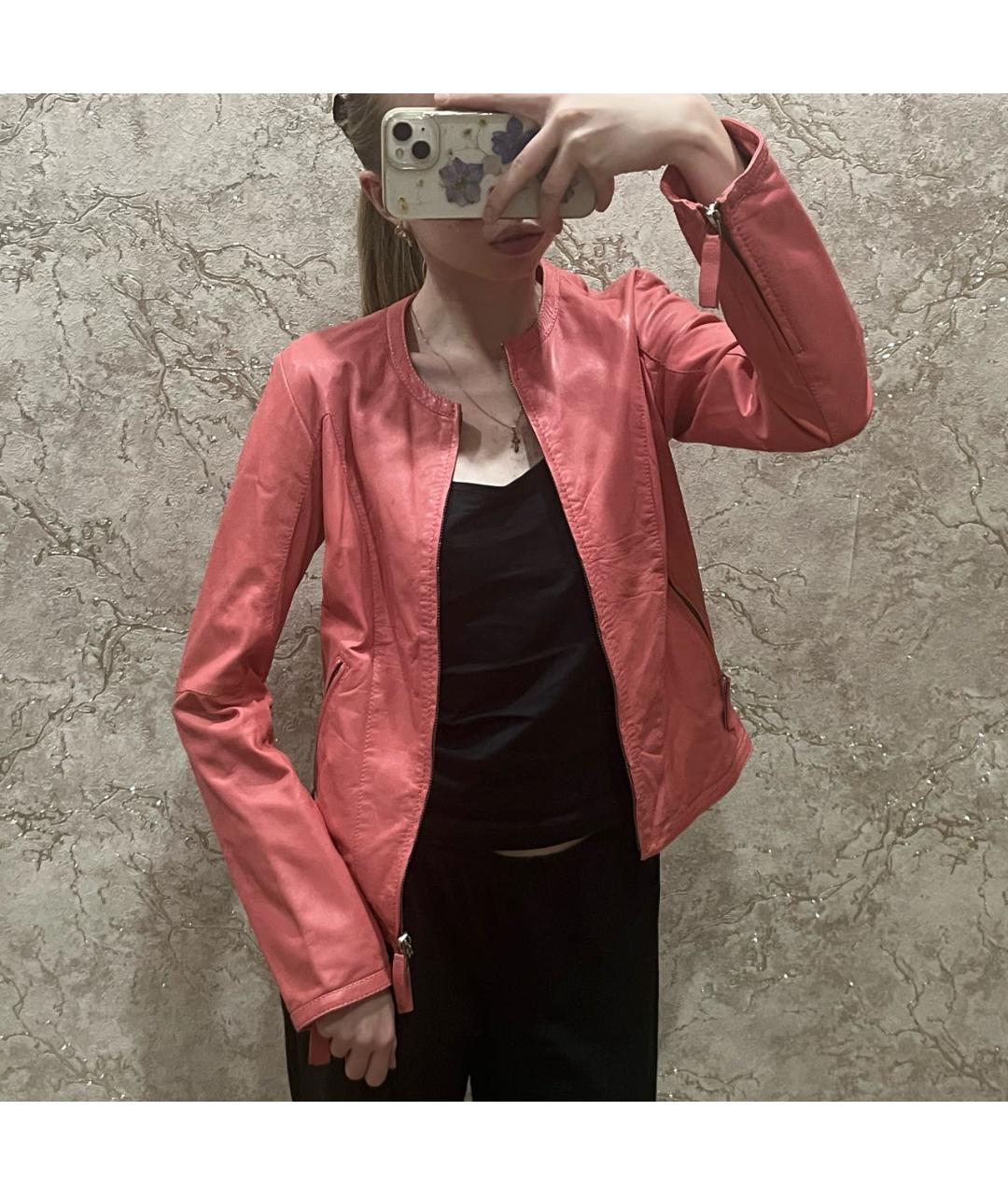 EMPORIO ARMANI Коралловая кожаная куртка, фото 4