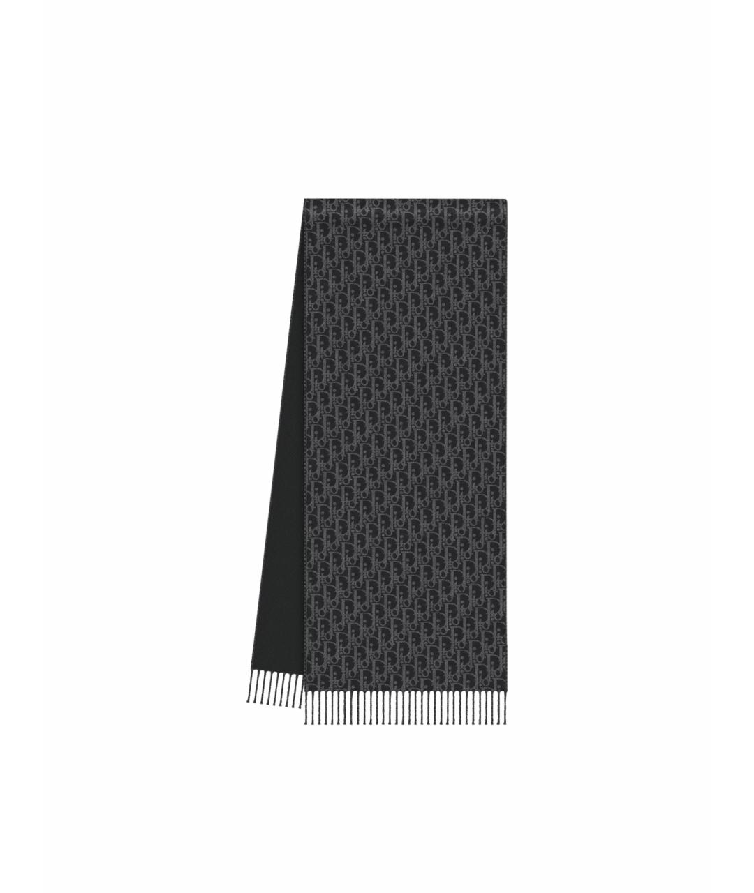 CHRISTIAN DIOR Черный шерстяной шарф, фото 1