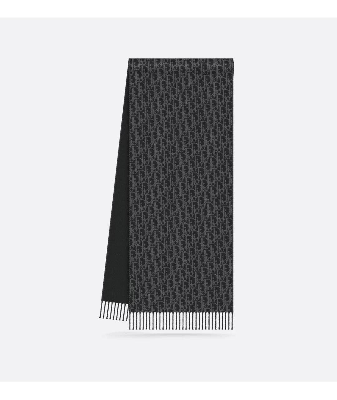 CHRISTIAN DIOR Черный шерстяной шарф, фото 4