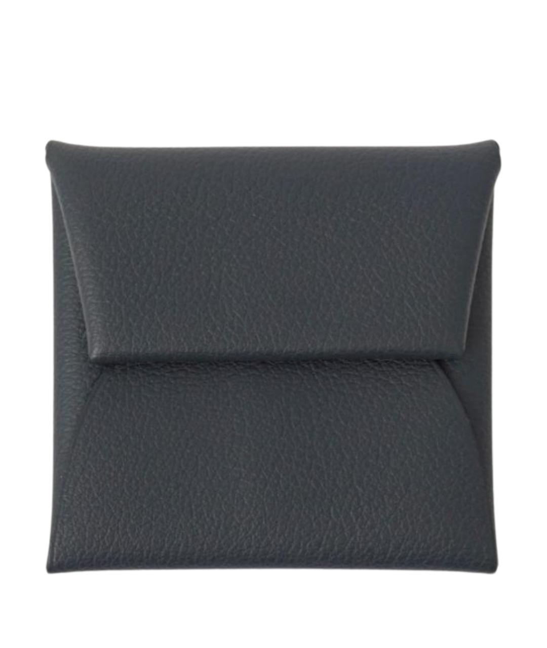 HERMES Антрацитовый кожаный кошелек, фото 1