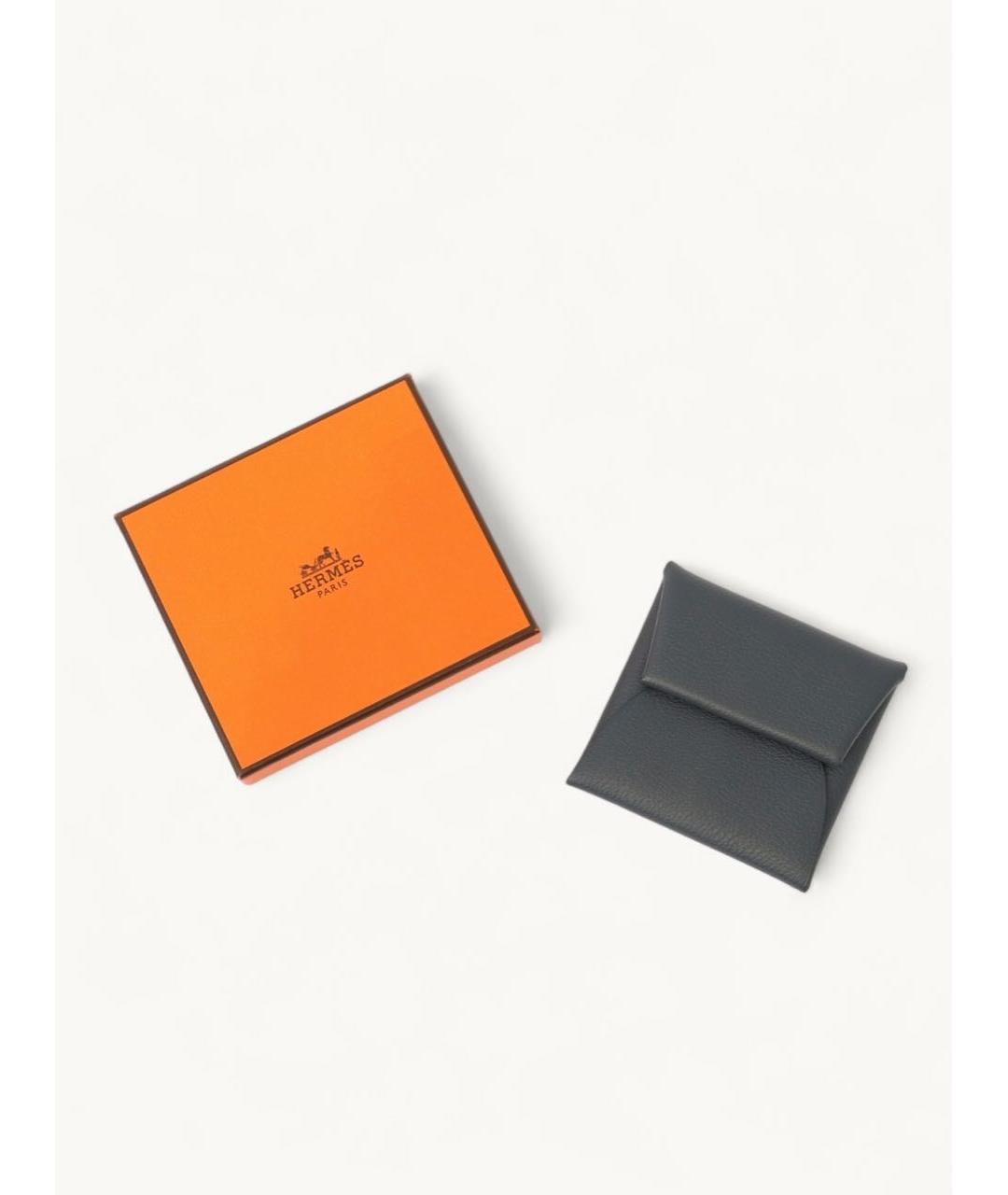 HERMES Антрацитовый кожаный кошелек, фото 6