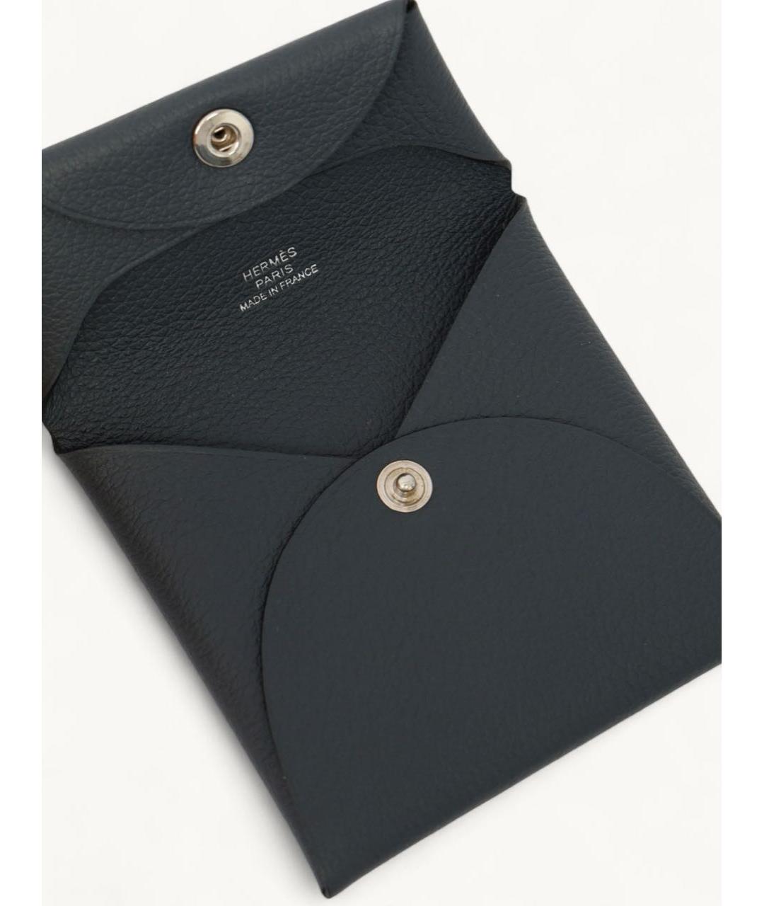 HERMES Антрацитовый кожаный кошелек, фото 2