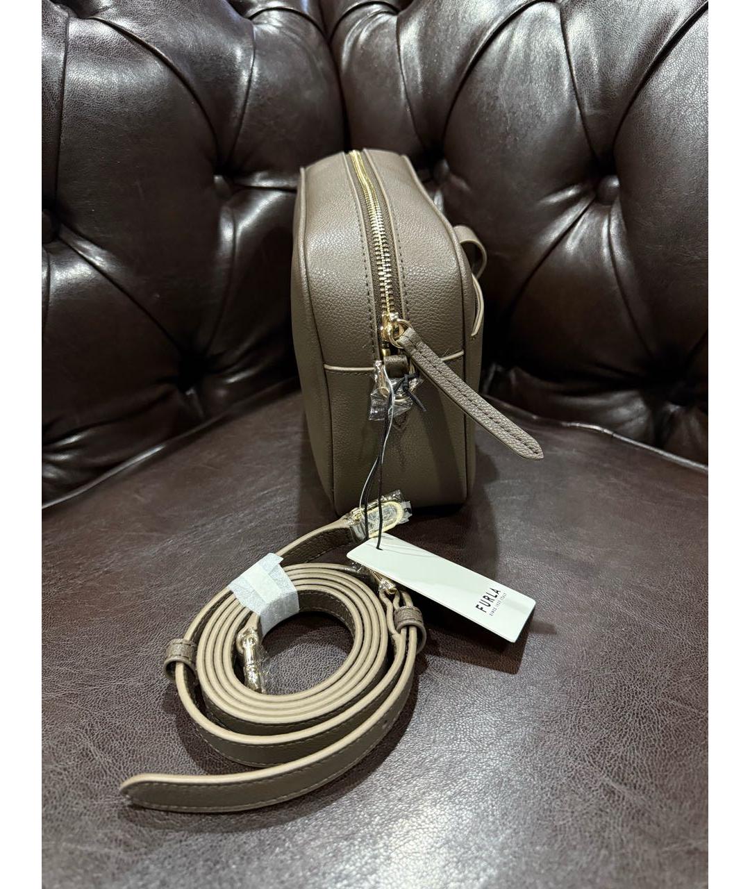 FURLA Коричневая кожаная сумка через плечо, фото 2