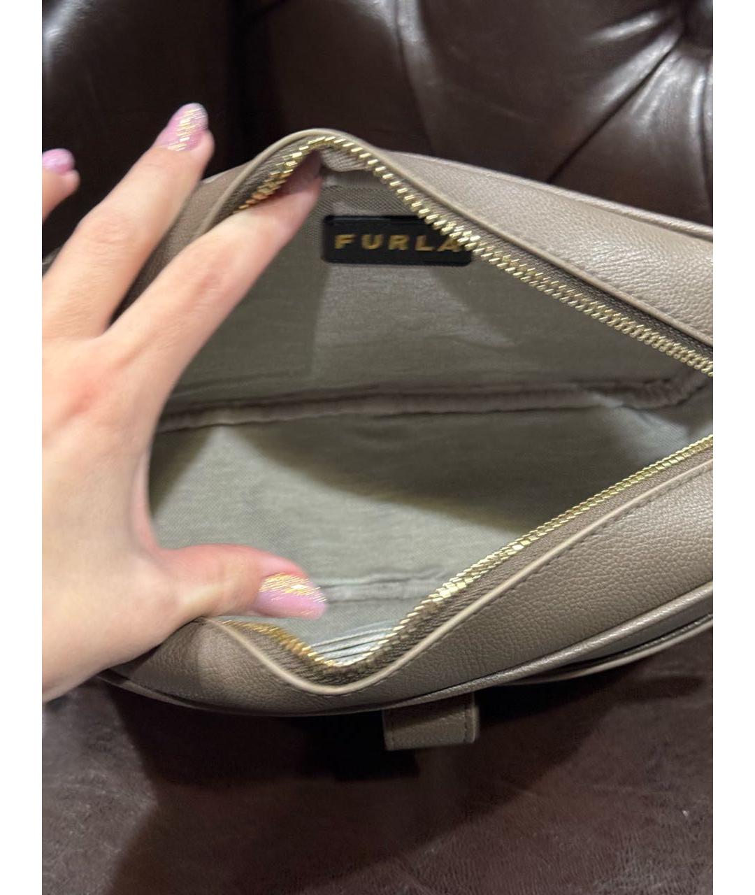 FURLA Коричневая кожаная сумка через плечо, фото 5