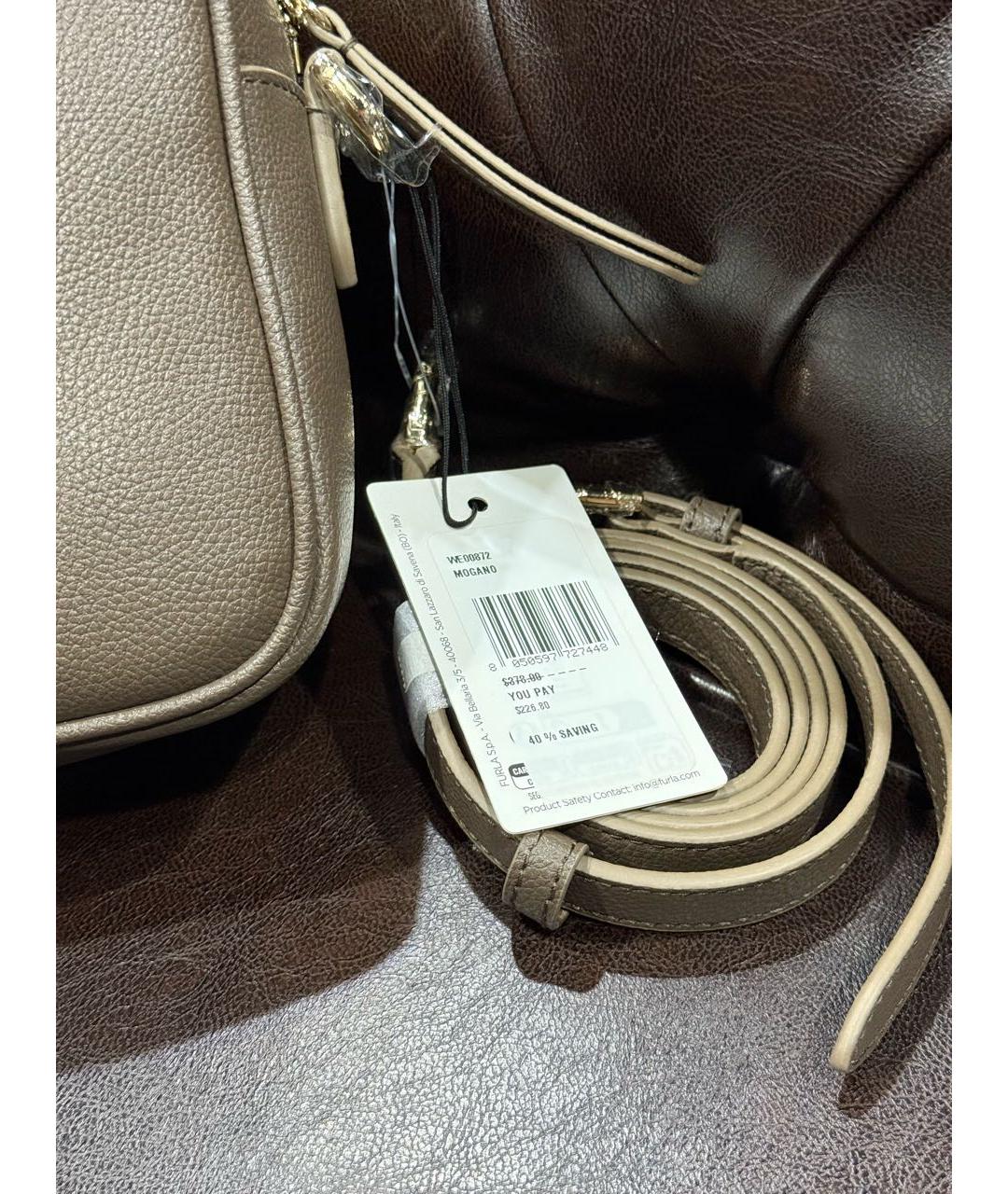 FURLA Коричневая кожаная сумка через плечо, фото 4