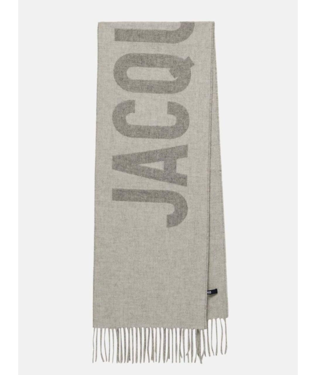 JACQUEMUS Серый шерстяной шарф, фото 4