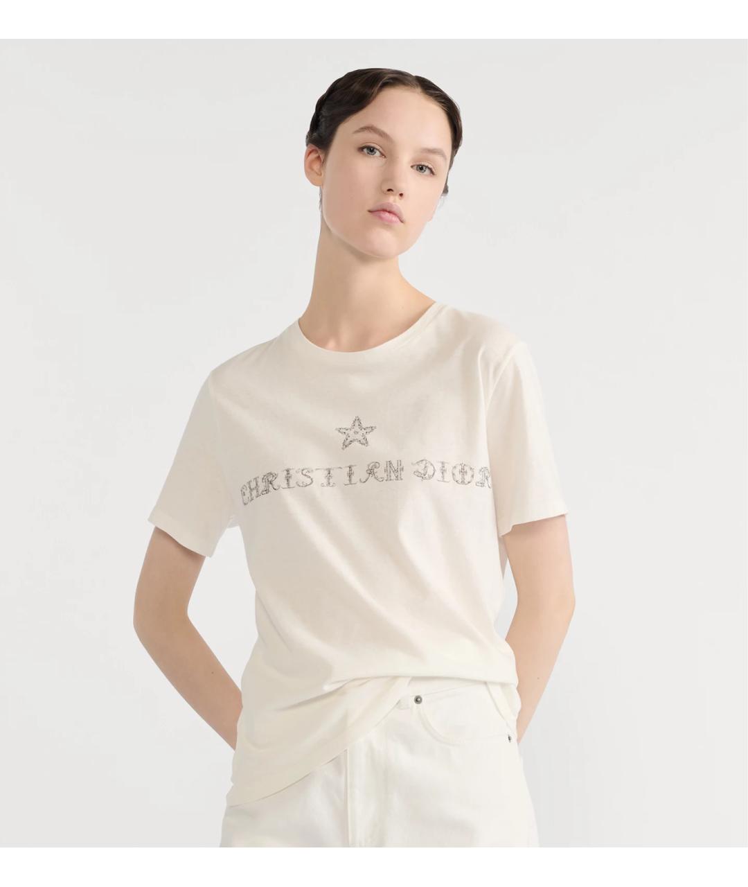 CHRISTIAN DIOR Белая хлопковая футболка, фото 3