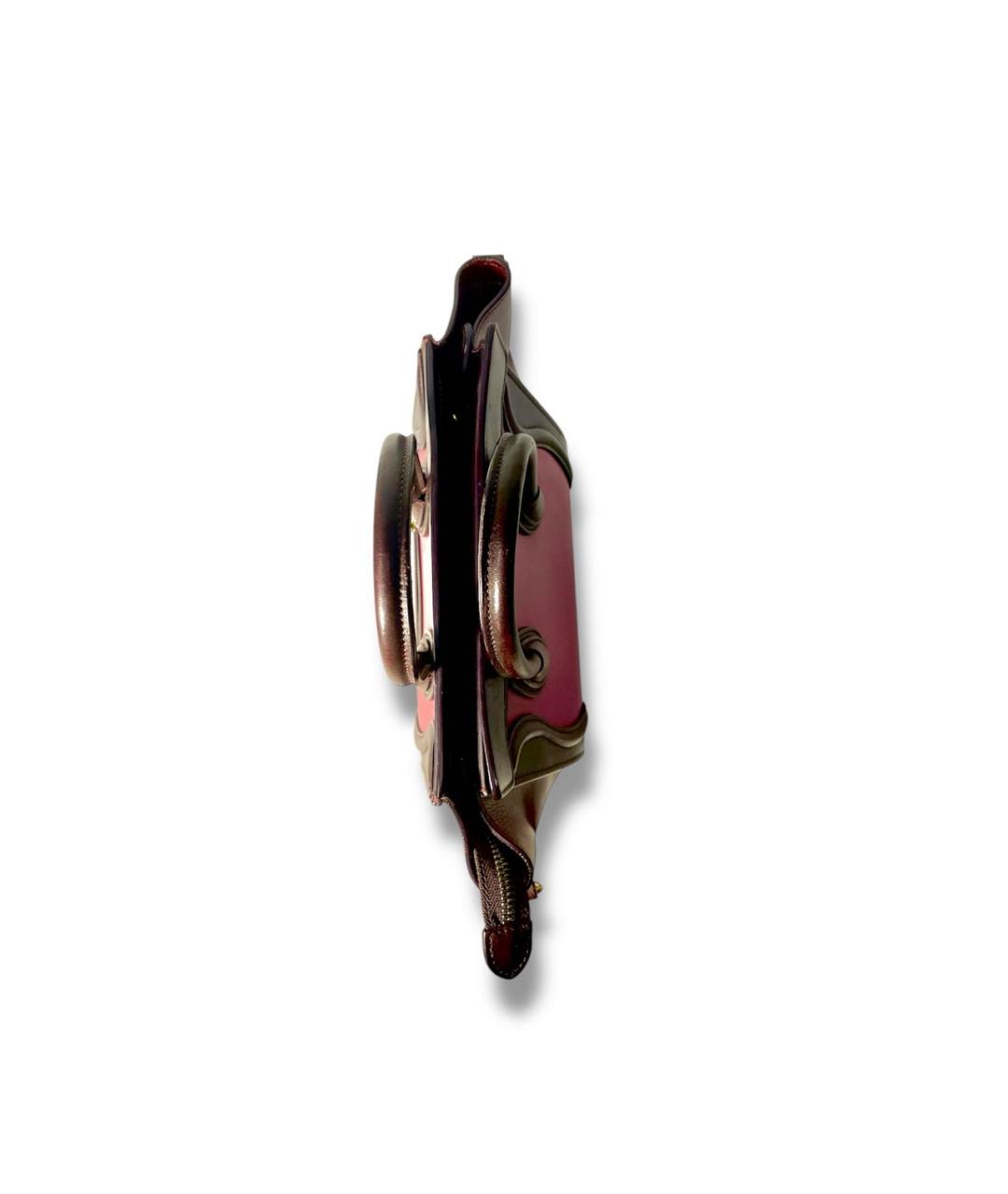 CELINE Бордовая кожаная сумка с короткими ручками, фото 5