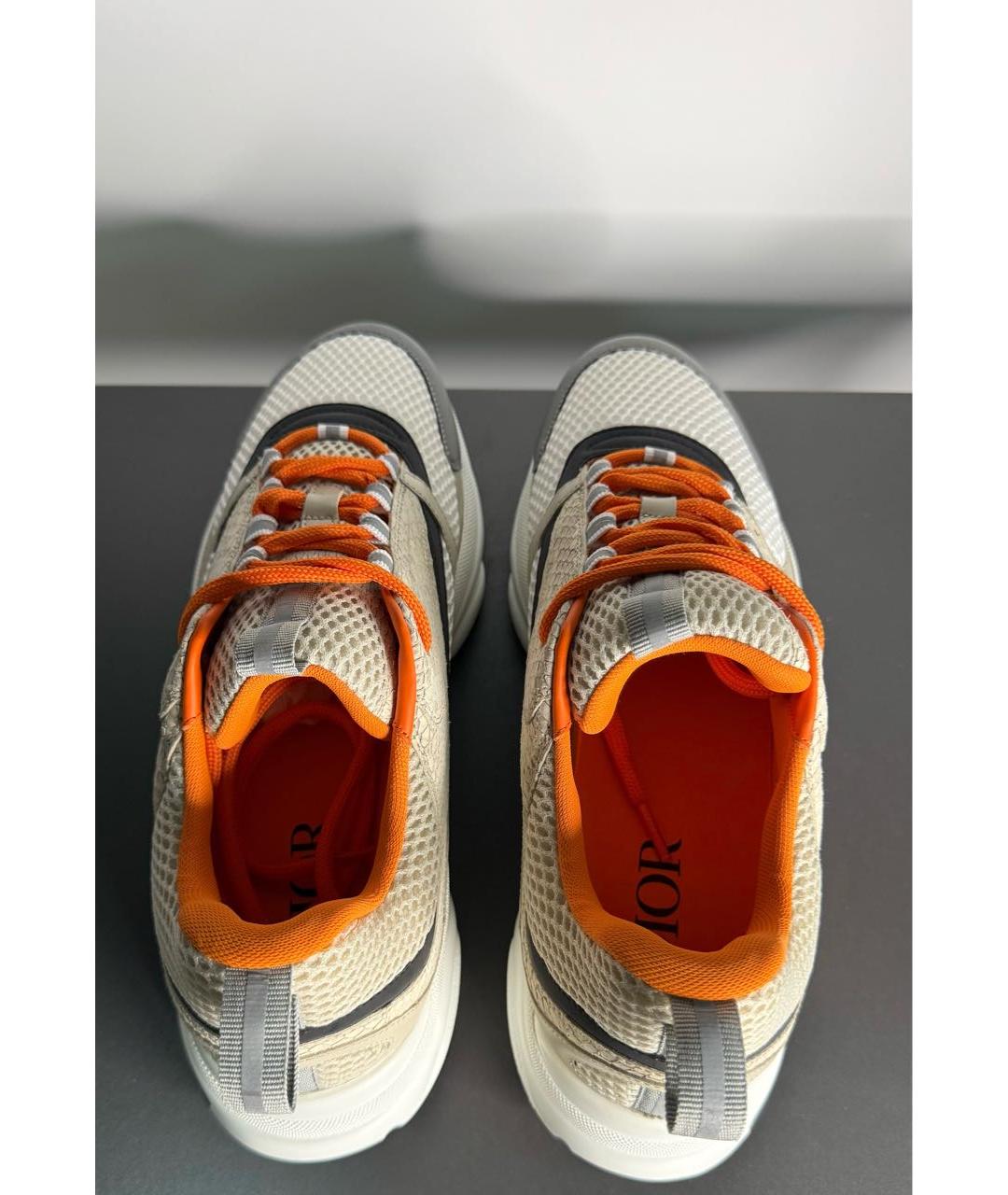 CHRISTIAN DIOR Бежевые низкие кроссовки / кеды из экзотической кожи, фото 3