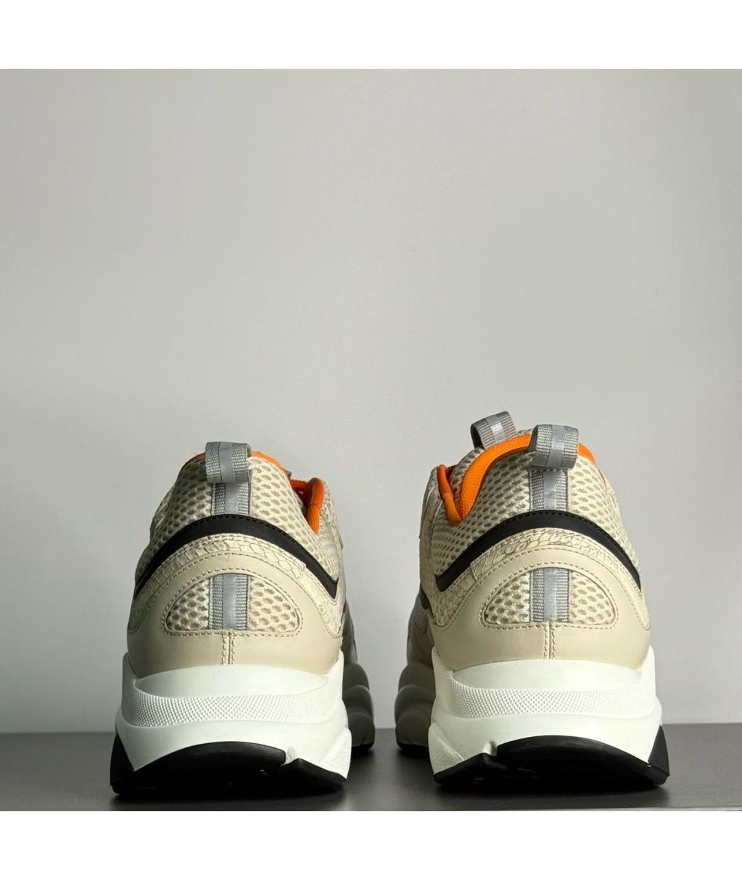 CHRISTIAN DIOR Бежевые низкие кроссовки / кеды из экзотической кожи, фото 4