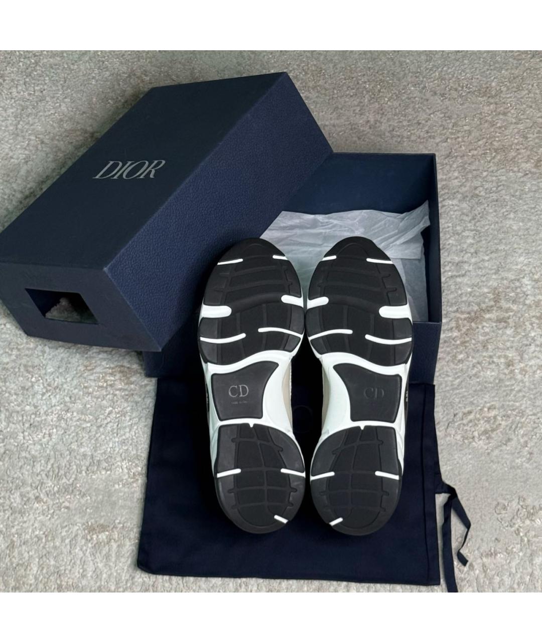 CHRISTIAN DIOR Бежевые низкие кроссовки / кеды из экзотической кожи, фото 7