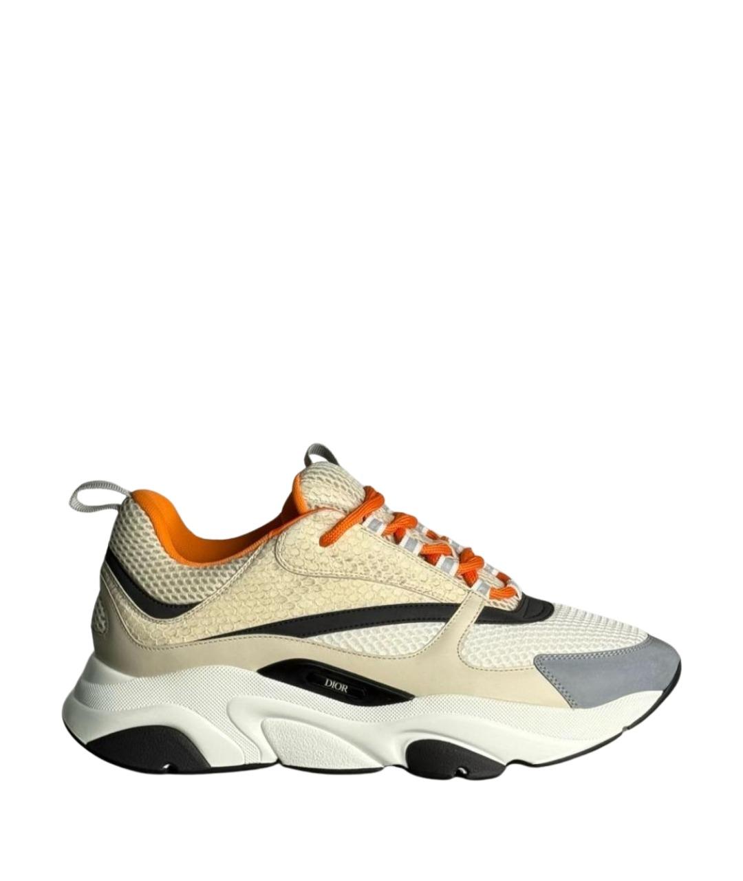 CHRISTIAN DIOR Бежевые низкие кроссовки / кеды из экзотической кожи, фото 1