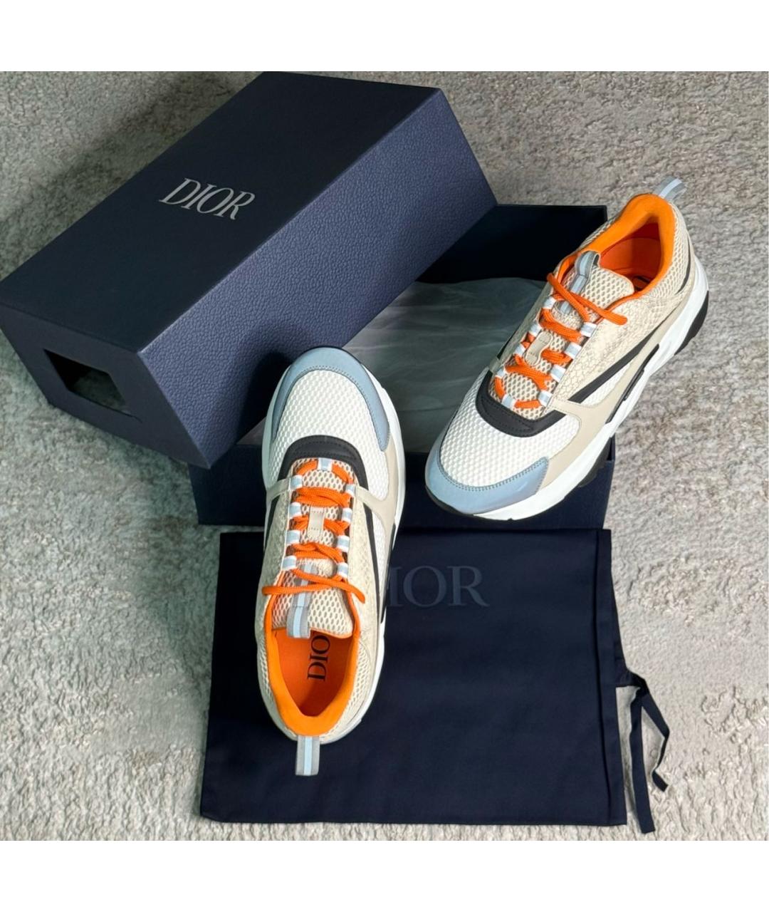 CHRISTIAN DIOR Бежевые низкие кроссовки / кеды из экзотической кожи, фото 5