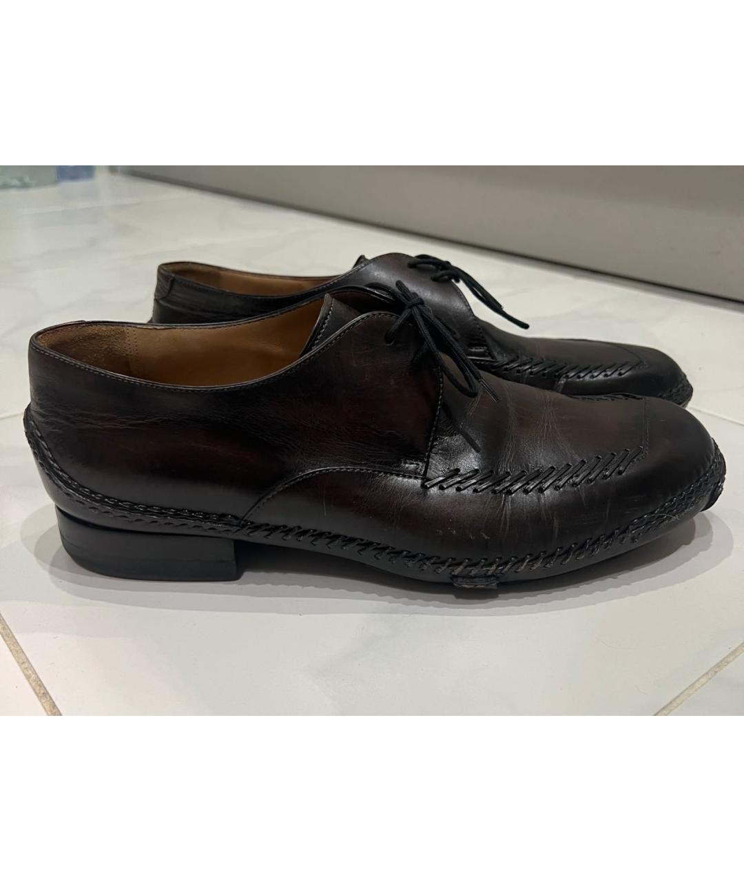 BERLUTI Коричневые кожаные низкие ботинки, фото 4