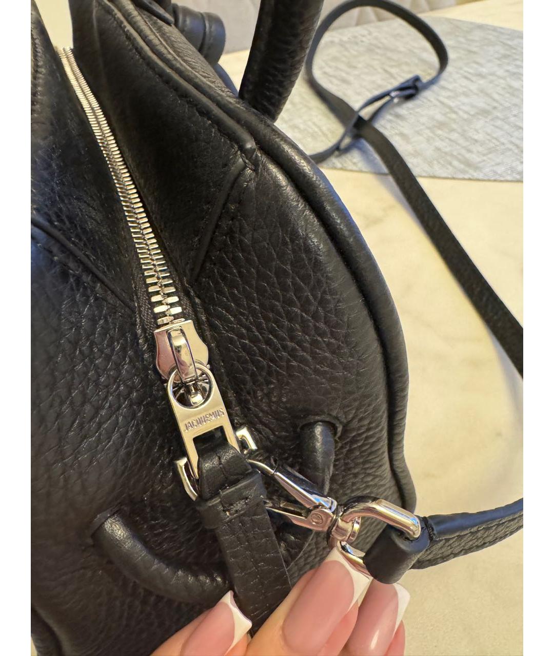 JACQUEMUS Черная кожаная сумка через плечо, фото 4