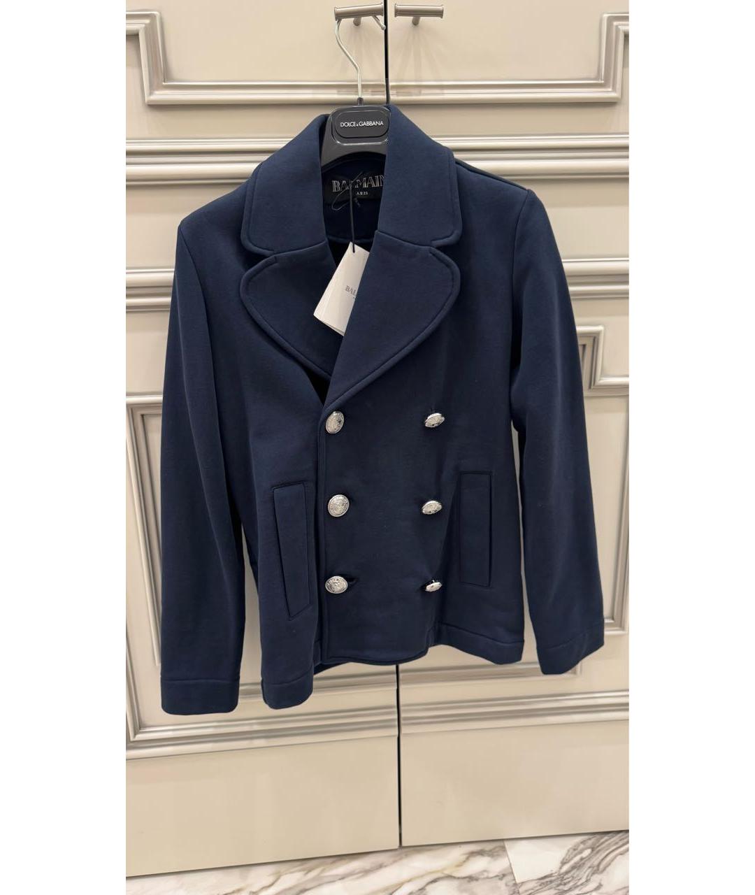 BALMAIN Темно-синий хлопковый жакет / жилет, фото 5