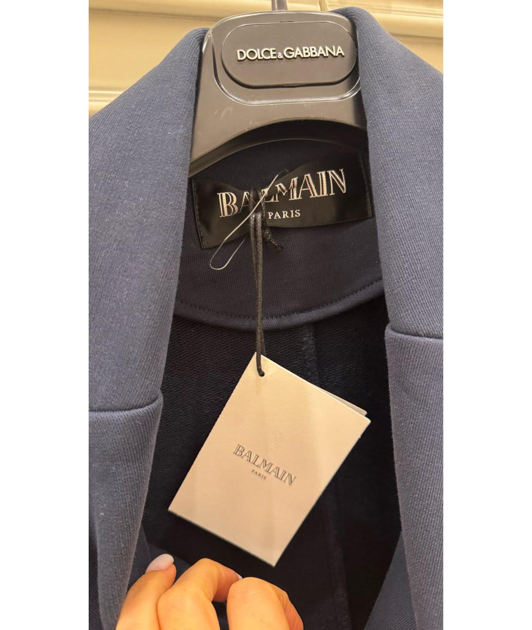 BALMAIN Темно-синий хлопковый жакет / жилет, фото 4