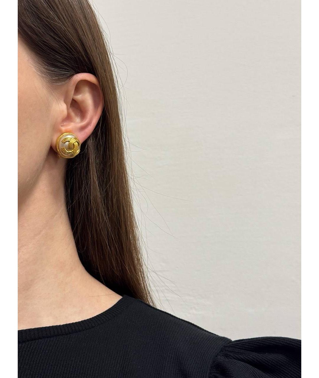 CHANEL Золотые позолоченные клипсы, фото 8