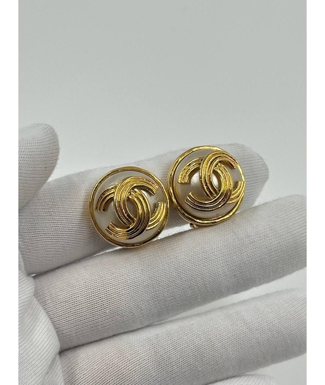 CHANEL Золотые позолоченные клипсы, фото 4